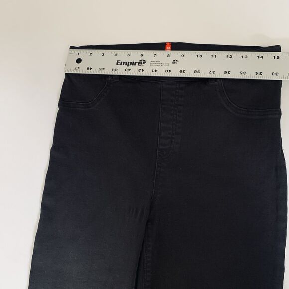 Spanx Cropped Flare Jeans Womens Large Black Raw Hem Pull On Stretch Denim - Picture 7 of 11
